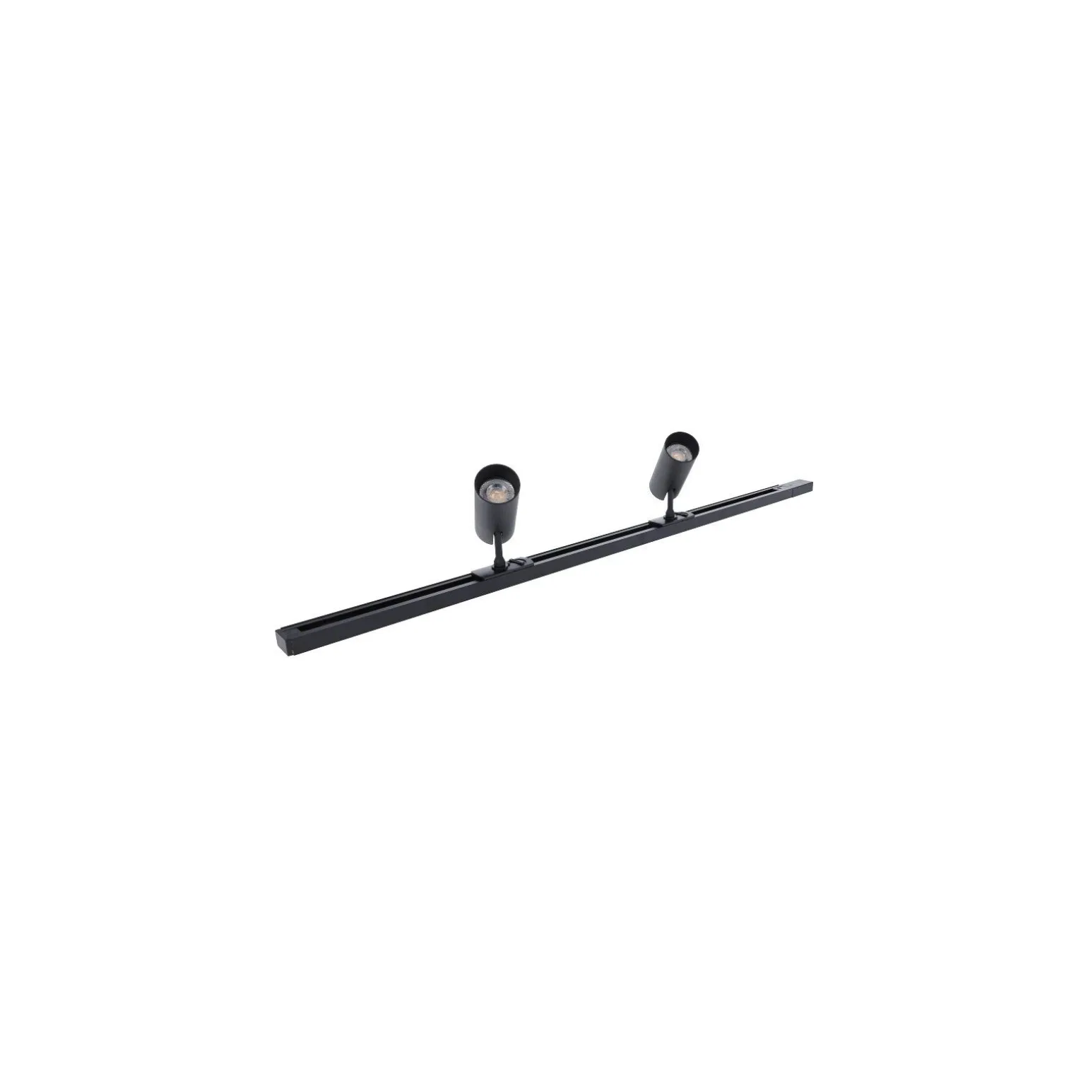 Bright Choice Komplett set 1-Fas Rail 1 Meter Svart | incl. 2x Spot + GU10 2700K 3W Dimbar + Ändkåpa, Strömkontakt