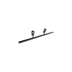 Bright Choice Komplett set 1-Fas Rail L 1 x 2 Meter Svart | incl. 7x Spot + GU10 2700K 3W Dimbar + Ändkåpa, Strömkontakt och L -Anslutningsstycke