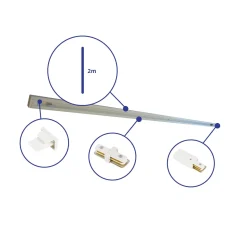 Bright Choice Rail Set 1-Fas 2 Meter Vit | incl. Ändkåpa, Strömkontakt och I-Anslutningsstycke