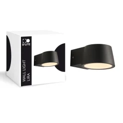 D'Lite Vägglampa Lira Svart 7W 600lm 830 Varm Vit | IP54