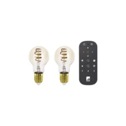 Dubbelpack Eglo LED E27 Päron Ambar Filament 7W 806lm - 822-865 Justerbar Vit | Ersättare 60W