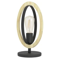 Eglo Bordslampa Basildon Stål Svart Trä | Passande För 1x E27