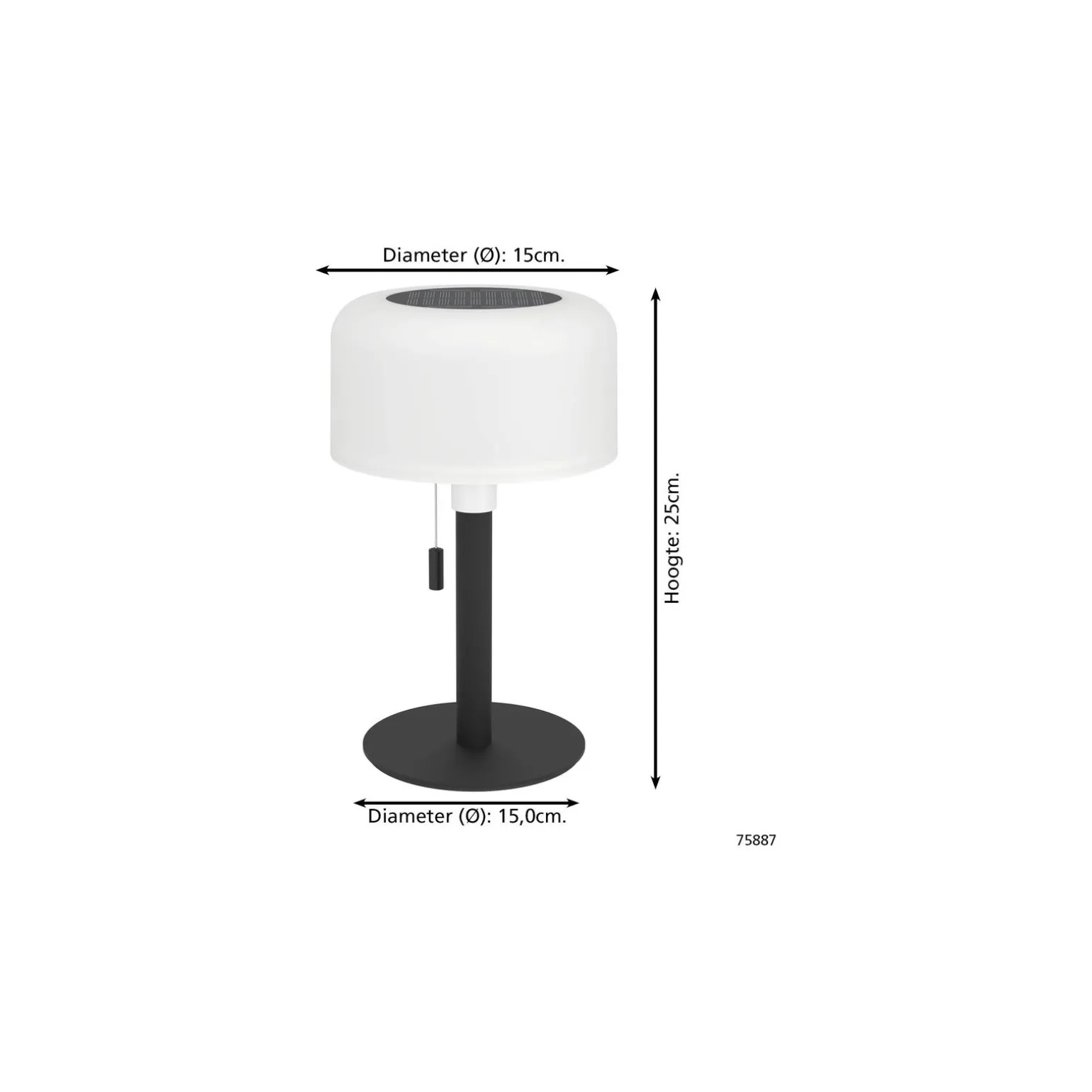 Eglo Bordslampa Montapalma Solar Stål Svart 2W 190lm - 830 Varm Vit | IP54 - Dimbar - USB-C