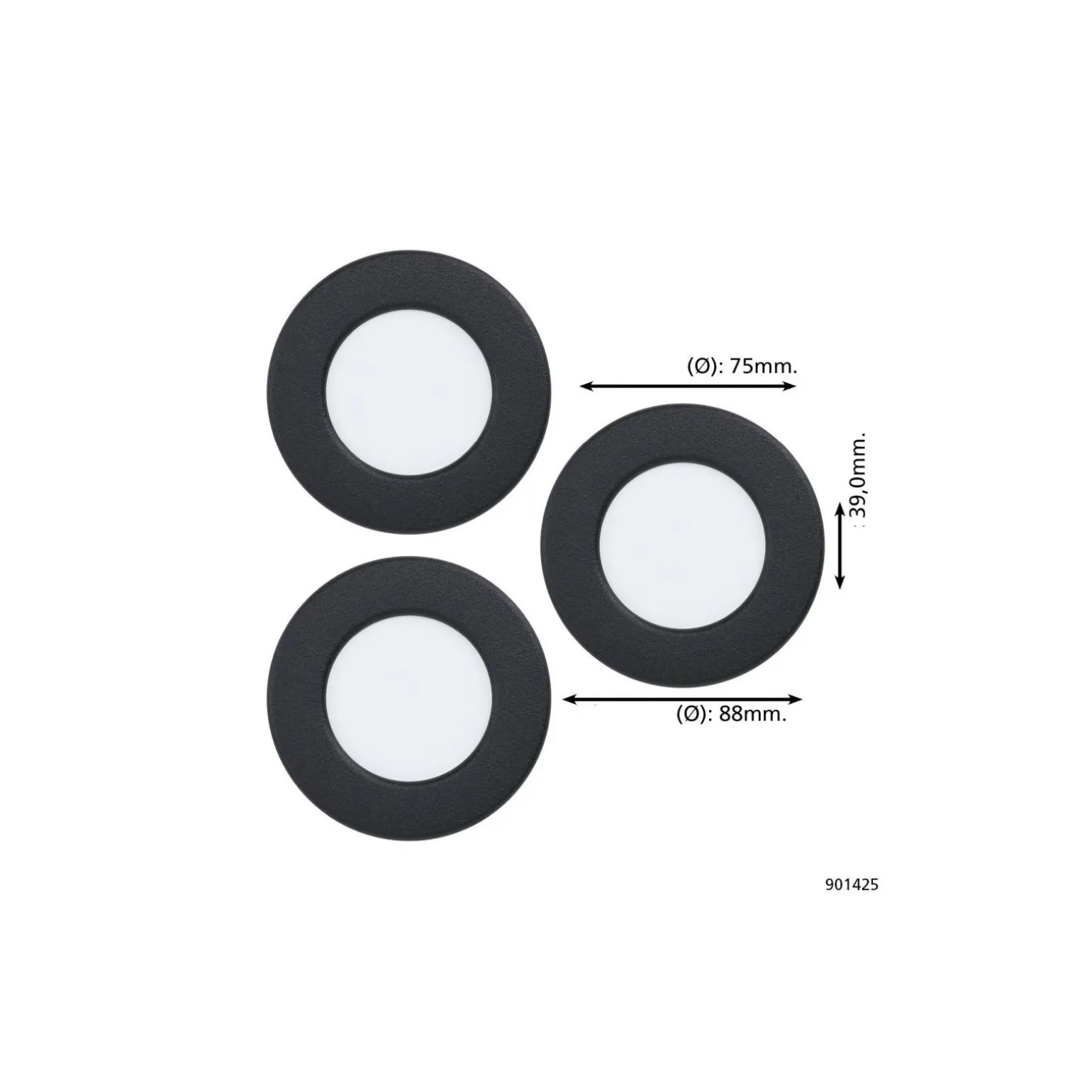 Eglo Connect.Z Smart Infälld Spot Badrumsbelysning Fueva 6-Z Plast Svart 8.4W 1020lm - 827-865 Justerbar Vit + RGB | Dimbar