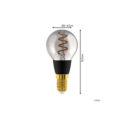 Eglo Connect.Z Smart LED Boll E14 Filament Smokey 4W 150lm - 820 Extra Varm Vit | Dimbar - Ersättare 15W
