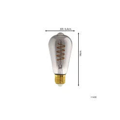 Eglo Connect.Z Smart LED Edison E27 Filament Smokey 4W 150lm - 820 Extra Varm Vit | Dimbar - Ersättare 15W