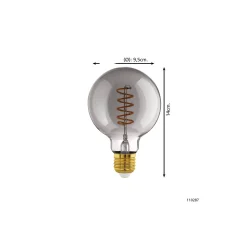 Eglo Connect.Z Smart LED Globe E27 Filament Smokey 4W 150lm - 820 Extra Varm Vit | Dimbar - Ersättare 15W