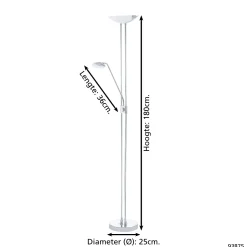 Eglo Golvlampa Baya Led Stål Krom 20W 2440lm - 830 Varm Vit | Dimbar