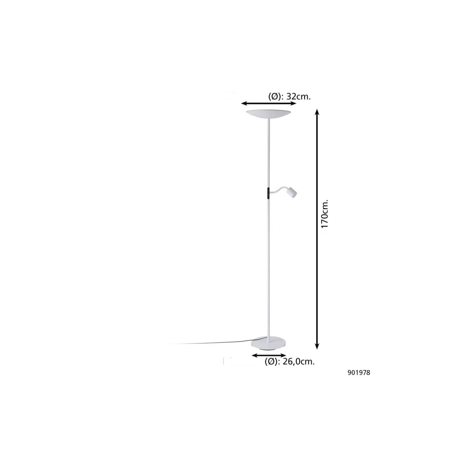 Eglo Golvlampa Conivarino Stål Vit 30.5W 3150lm - 827 Extra Varm Vit | Dimbar