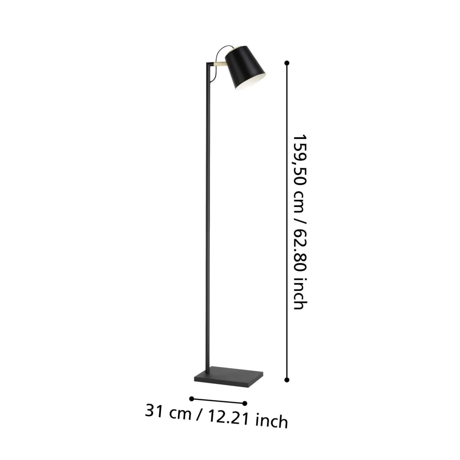 Eglo Golvlampa Lacey Stål Svart Trä | Passande För 1x E27