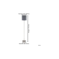 Eglo Golvlampa Pasteri Stål Satin Nickel Grå | IP20 - Passande för 1x E27