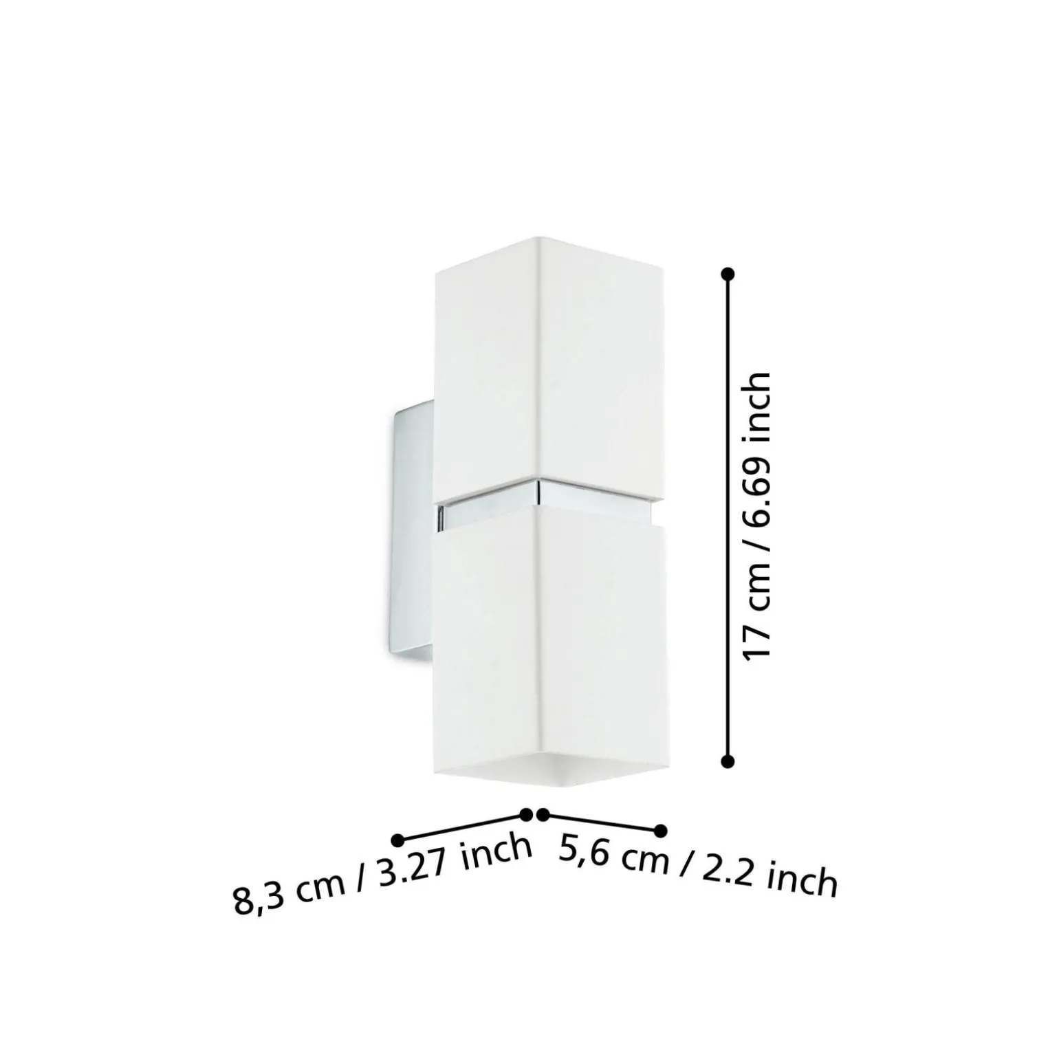 Eglo LED Vägglampa Passa Stål Krom Vit 28W 500lm - 830 Varm Vit | Passande För 2x GU10