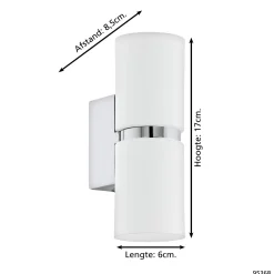 Eglo LED Vägglampa Passa Stål Krom Vit 28W 500lm - 830 Varm Vit | Passande För 2x GU10