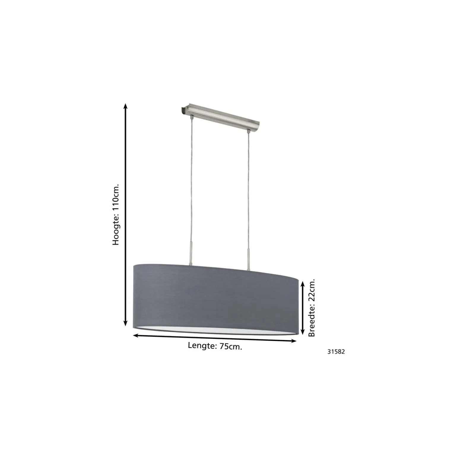 Eglo Pendellampa Pasteri Stål Satin Nickel | IP20 - Passande för 2x E27