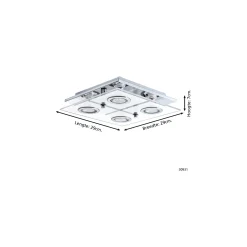 Eglo Taklampa Cabo Rostfritt Stål Krom 4x2.8W 4x250lm - 830 Varm Vit | IP20 - Inkl. 4x GU10