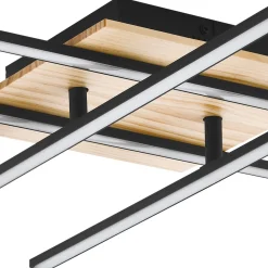 Eglo Taklampa Marinello 1 Aluminium Stål Svart Trä 53W 2800lm - 830 Varm Vit
