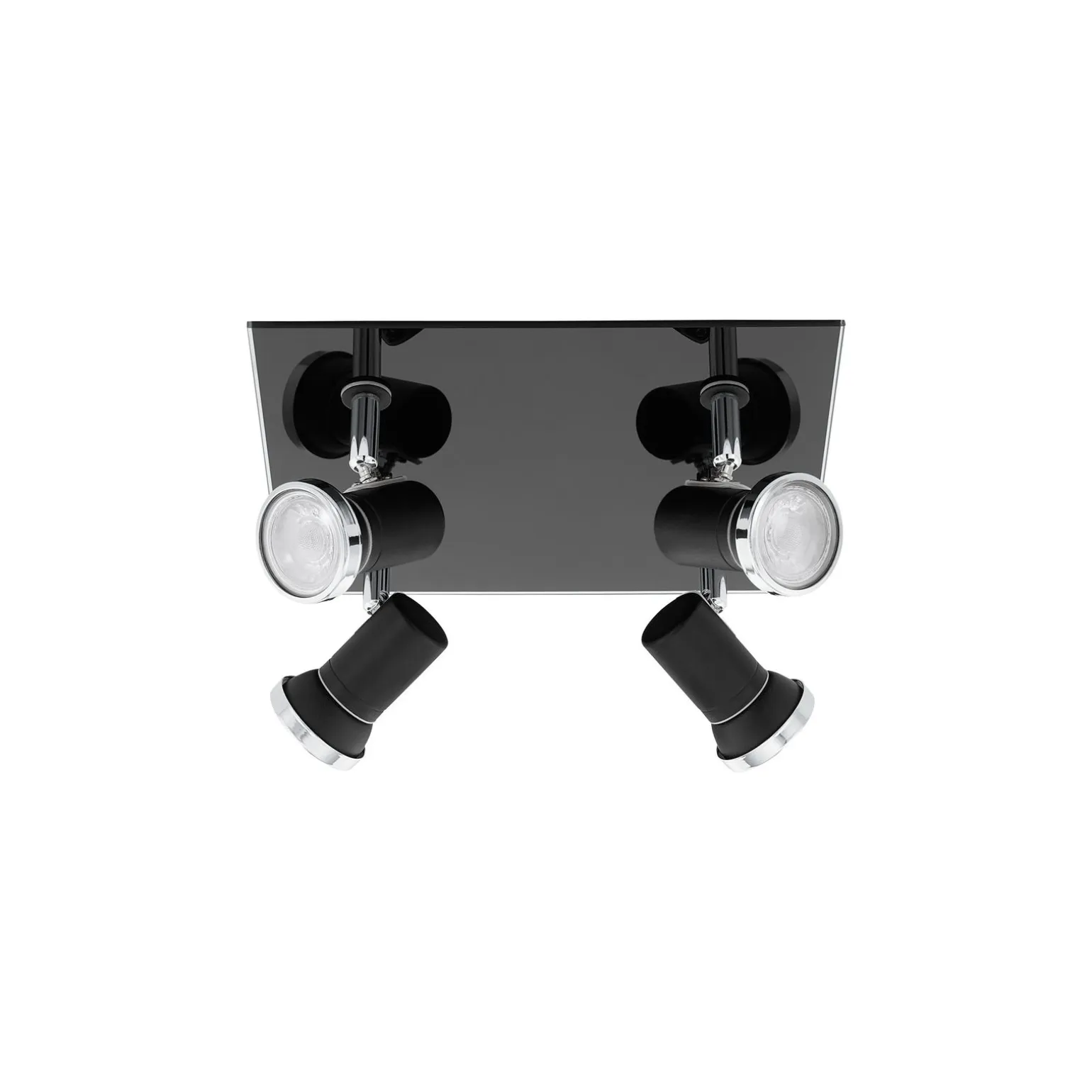 Eglo Taklampa Tamara 1 Stål Svart Krom 4x2.8W 4x250lm - 830 Varm Vit | IP44 - Inkl. 4x GU10