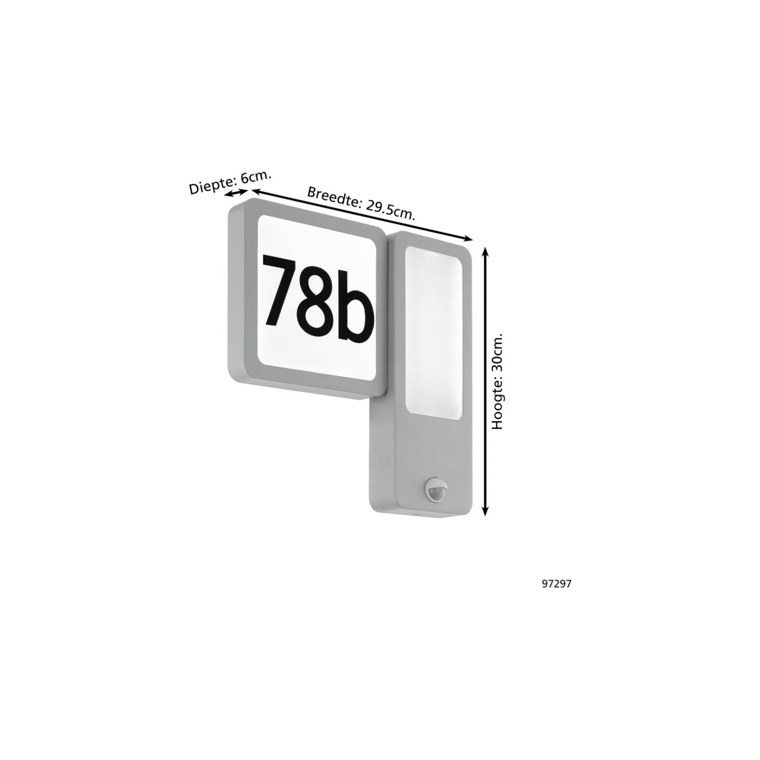 Eglo Vägglampa Cheira Aluminium Silver 2W 300lm - 830 Varm Vit | IP44 - Rörelse- och Ljussensor
