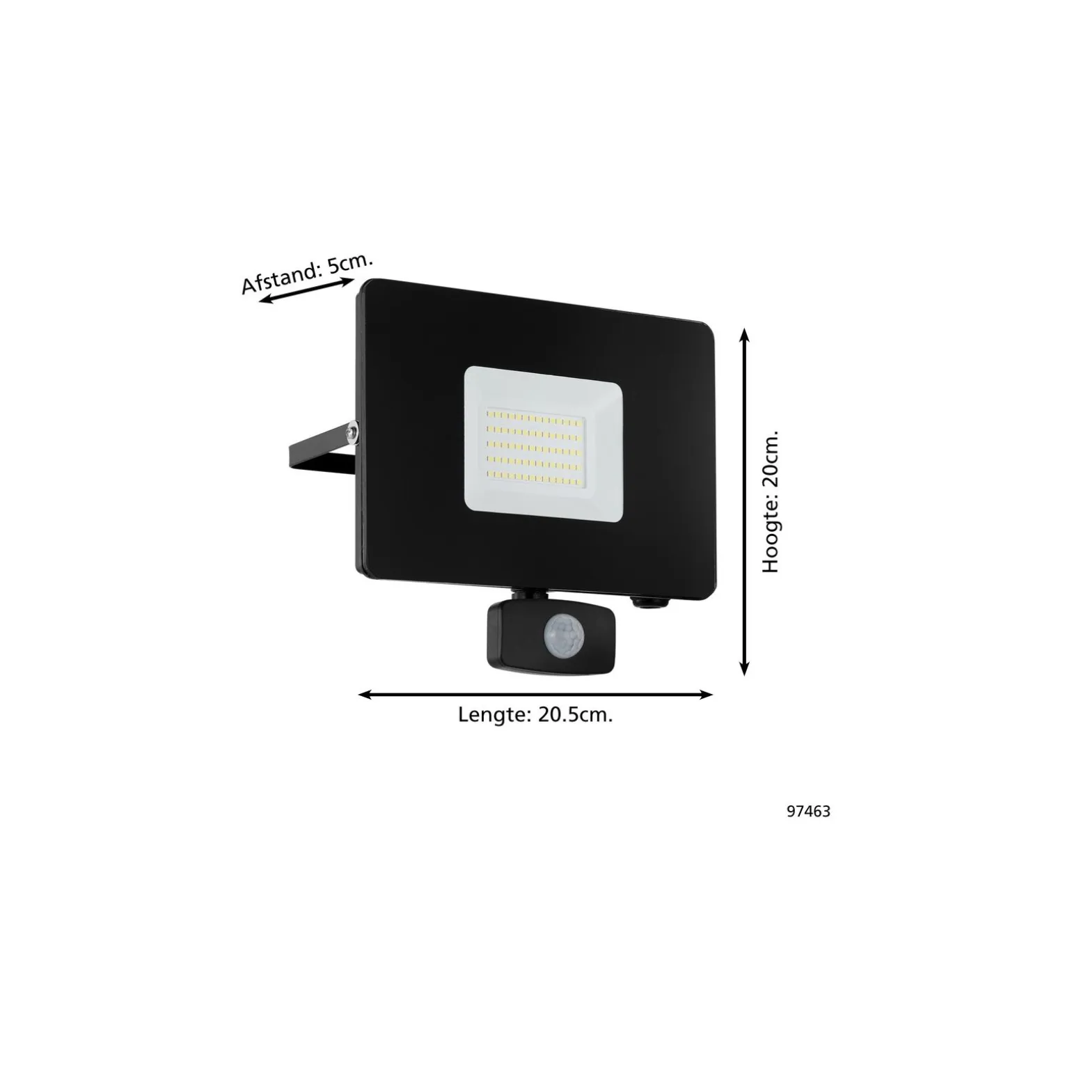 Eglo Vägglampa Faedo 3 Aluminium Svart 53W 5800lm - 850 Kallvit | IP44 - Rörelsesensor