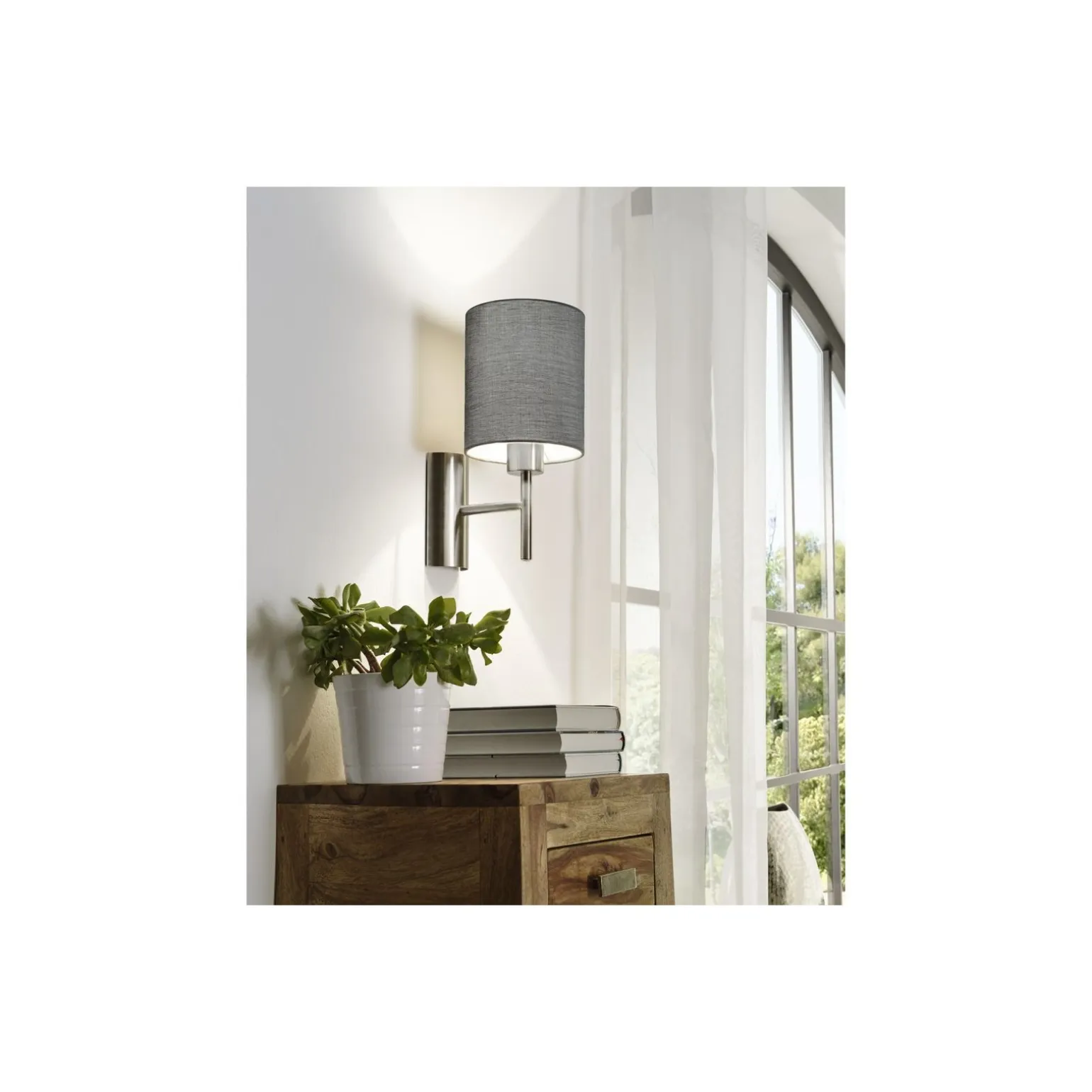 Eglo Vägglampa Pasteri Stål Satin Nickel | IP20 - Passande för 1x E27