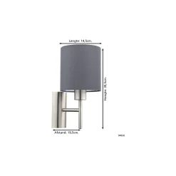 Eglo Vägglampa Pasteri Stål Satin Nickel | IP20 - Passande för 1x E27
