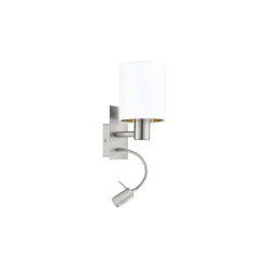 Eglo Vägglampa Pasteri Stål Satin Nickel 40 | IP20 - Inkl. Spot och Exkl. 1x E27