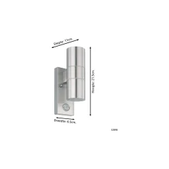 Eglo Vägglampa Riga 5 Rostfritt Stål Up & Down 2W 250lm - 830 Varm Vit | IP44 - Rörelsesensor