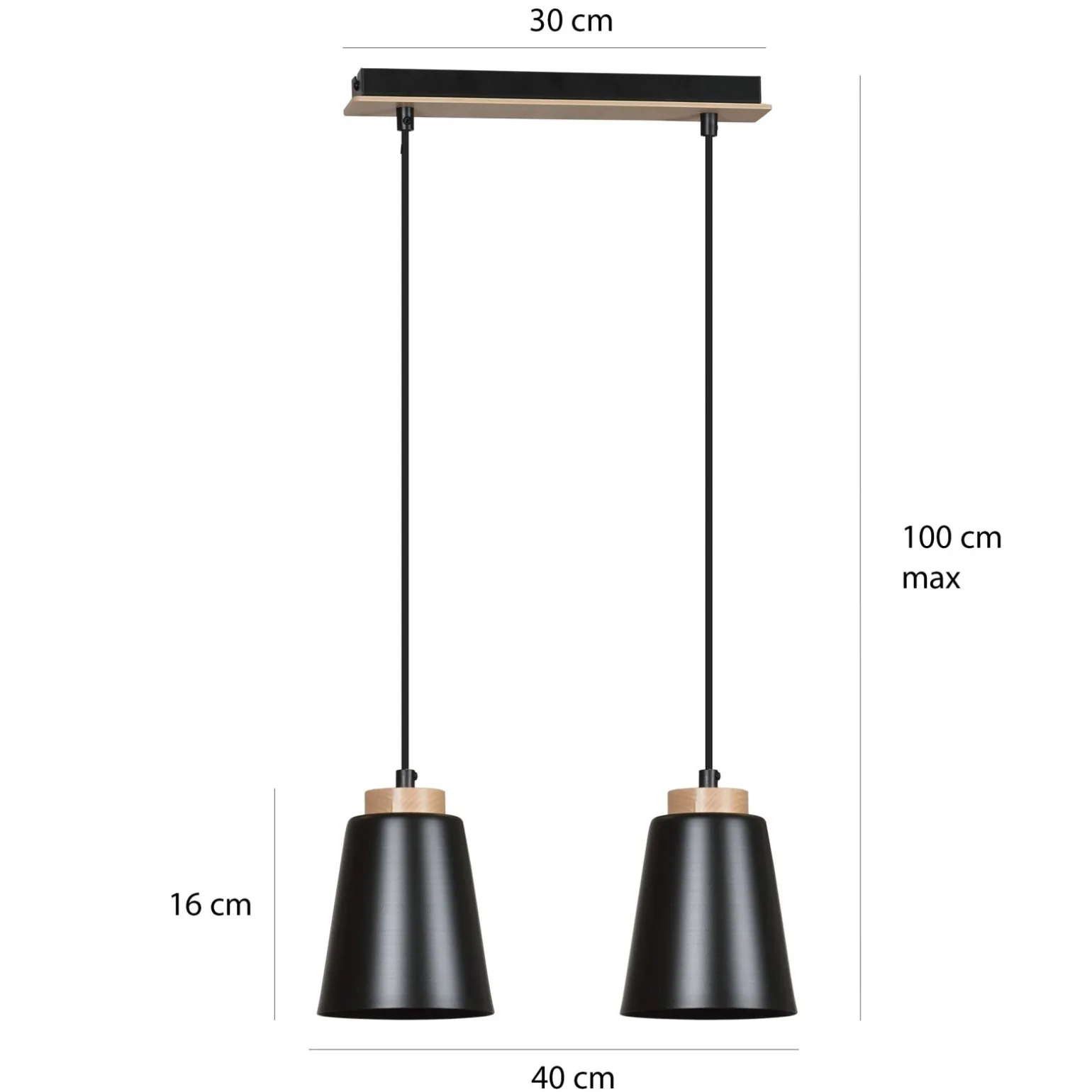 Emibig Pendellampa Bolero Stål Svart | Passande för 2x E27 - Max 15W