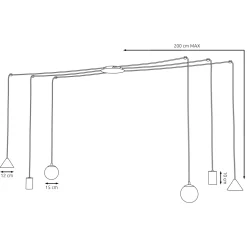 Emibig Pendellampa Fuji Stål Guld | Passande för 2x E14 - Max 10W, 2x GU10 - Max 10W, 2x GX53 - Max 10W