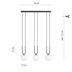 Emibig Pendellampa Glam Stål Svart | Passande för 3x E14 - Max 10W