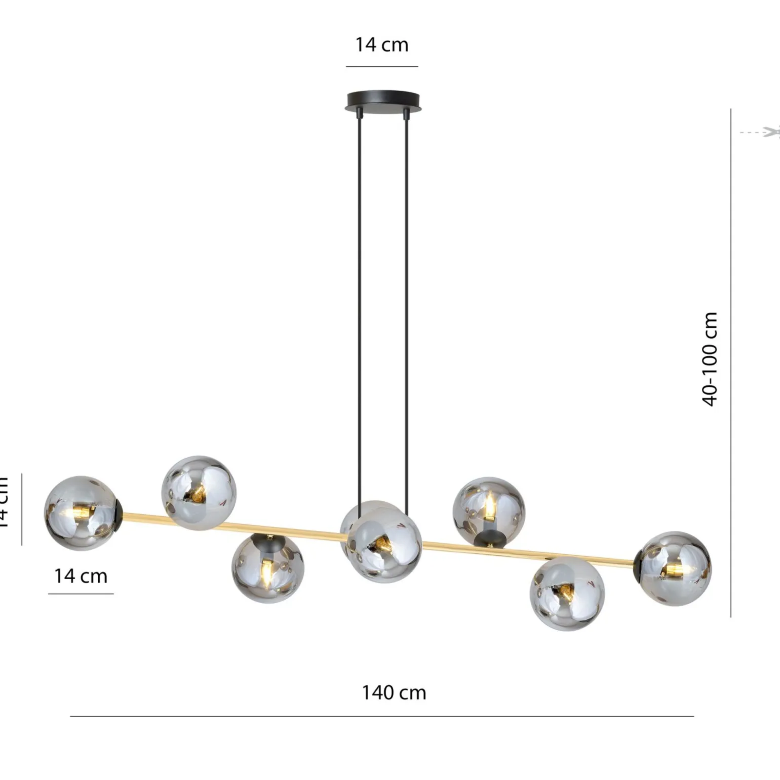 Emibig Pendellampa Gravity Stål Svart | Passande för 8x E14 - Max 10W