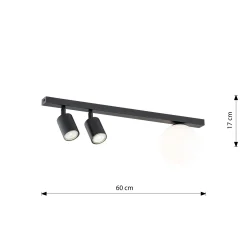 Emibig Taklampa Baster Stål Svart | Passande för 2x GU10 - Max 8W, 1x E14 - Max 10W