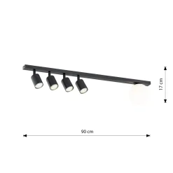 Emibig Taklampa Baster Stål Svart | Passande för 4x GU10 - Max 8W, 1x E14 - Max 10W