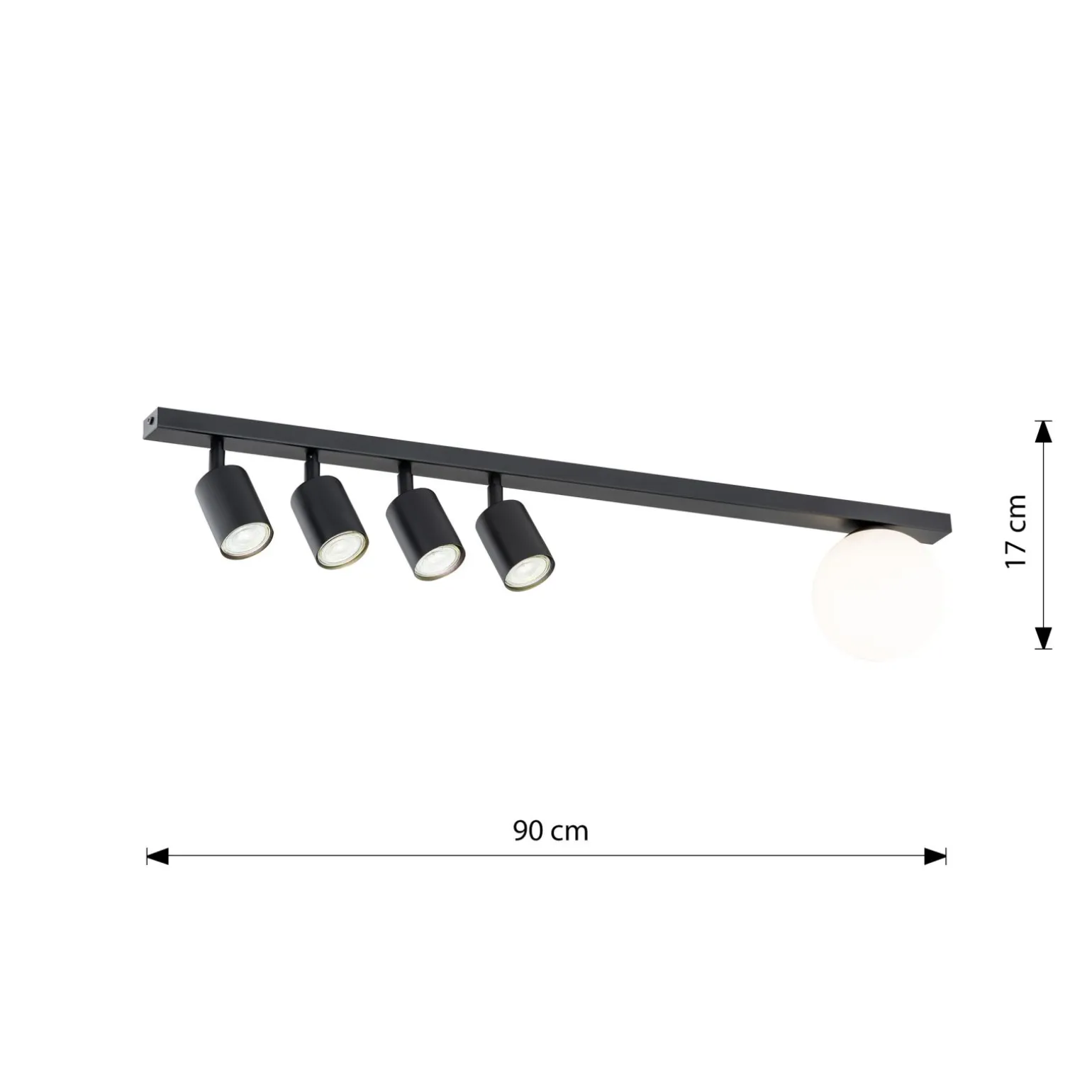 Emibig Taklampa Baster Stål Svart | Passande för 4x GU10 - Max 8W, 1x E14 - Max 10W