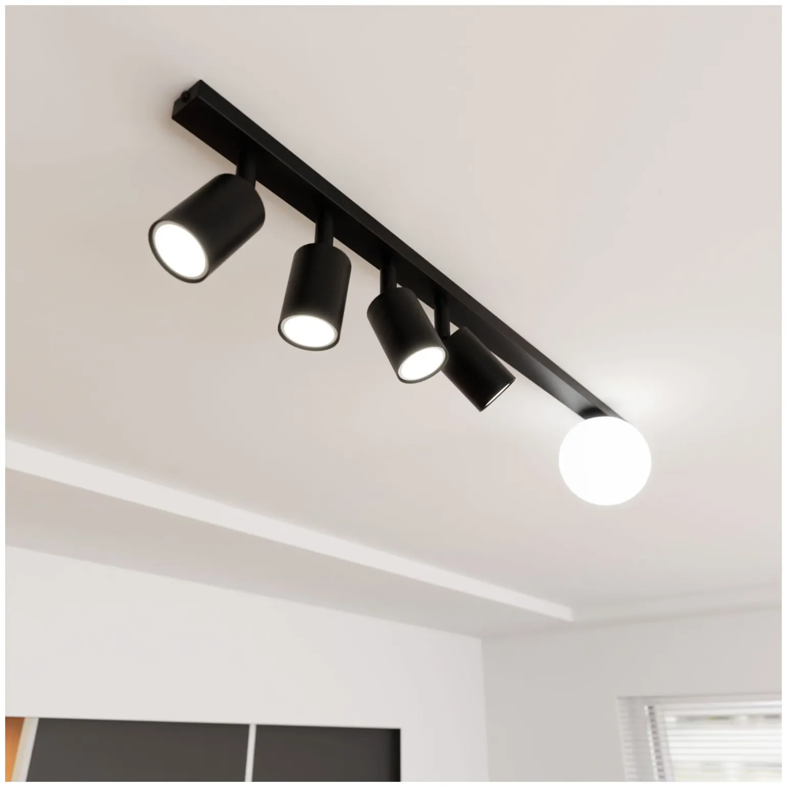 Emibig Taklampa Baster Stål Svart | Passande för 4x GU10 - Max 8W, 1x E14 - Max 10W