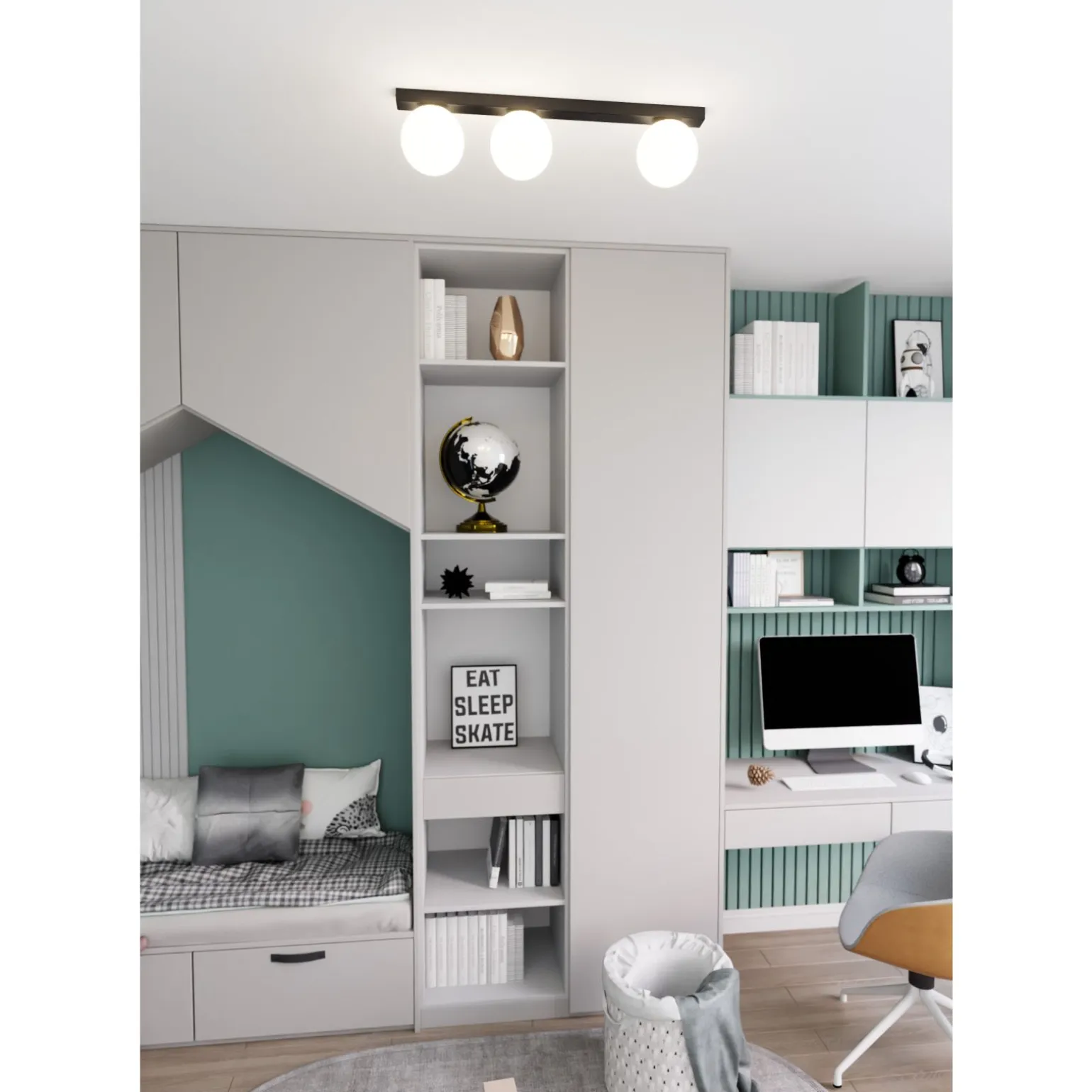 Emibig Taklampa Fit Stål Svart | Passande för 3x E14 - Max 10W