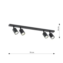 Emibig Taklampa Flash Stål Svart | Passande för 4x GU10 - Max 8W