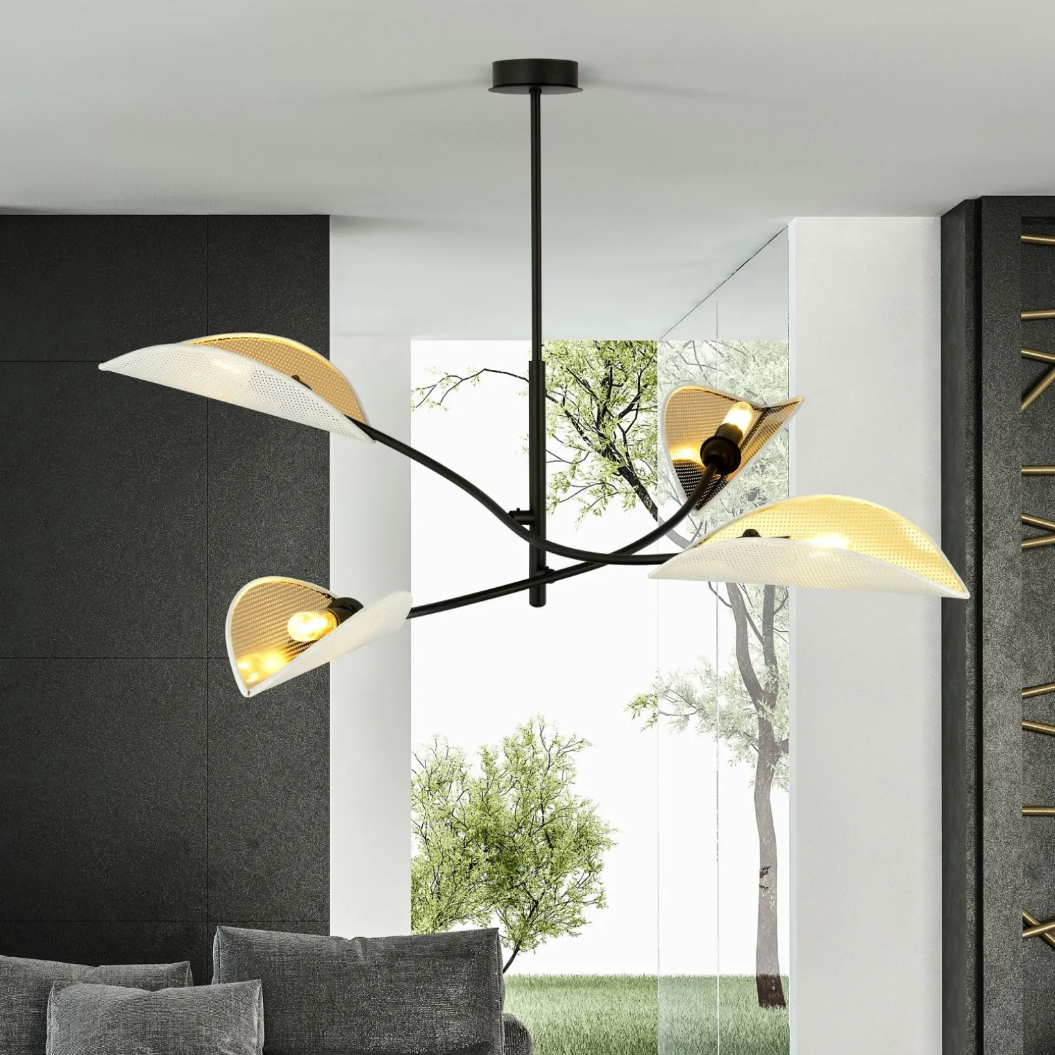 Emibig Taklampa Lotus Stål Svart | Passande för 4x E14 - Max 10W