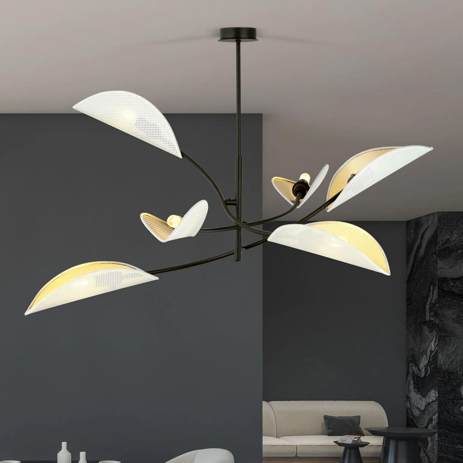 Emibig Taklampa Lotus Stål Svart | Passande för 6x E14 - Max 10W