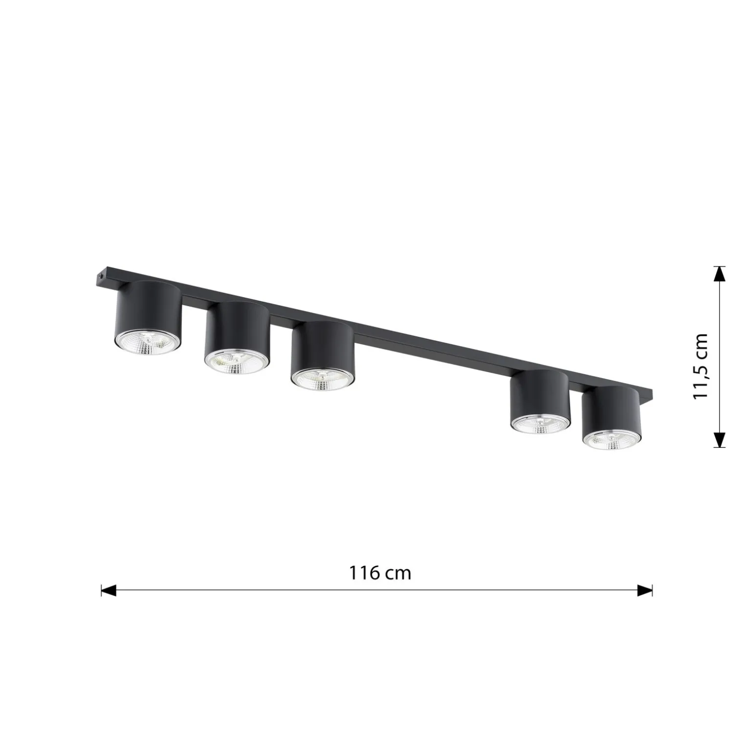 Emibig Taklampa Nano Stål Svart | Passande för 5x GU10 (AR111) - Max 12W
