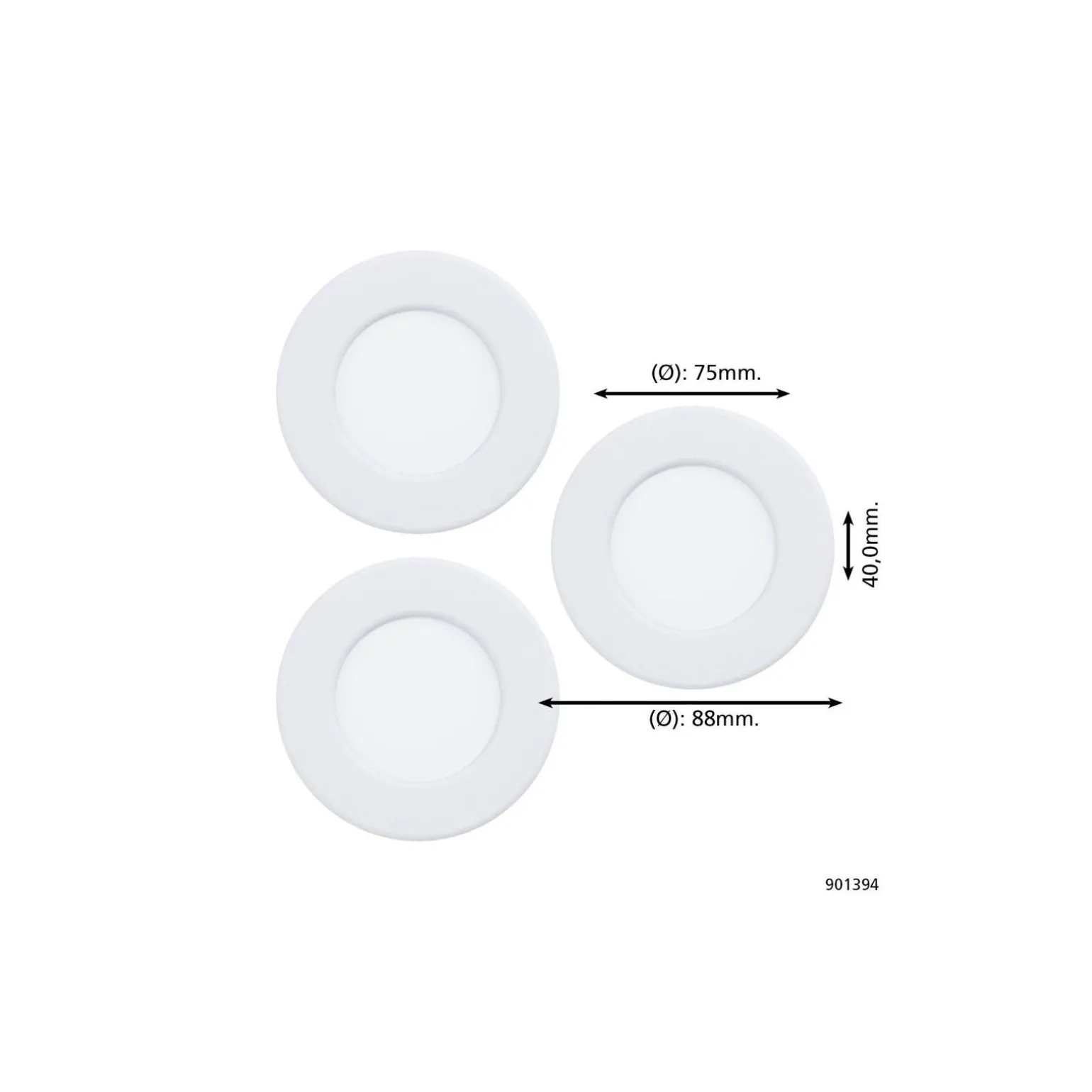Flerpack 3x Eglo Infälld Spot Fueva 6 Plast Vit 11.1W 1350lm - 827-840-865 CCT