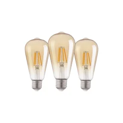 Flerpack 3x Eglo LED Edison E27 Filament Ambar 4W 400lm - 822 Extra Varm Vit | Ersättare 40W