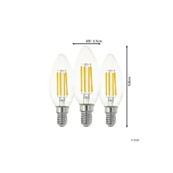 Flerpack 3x Eglo LED Kronljus E14 Filament Klar 21W 806lm - 827 Extra Varm Vit | Ersättare 60W