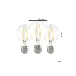 Flerpack 3x Eglo LED Päron E27 Filament Klar 21W 806lm - 827 Extra Varm Vit | Ersättare 60W
