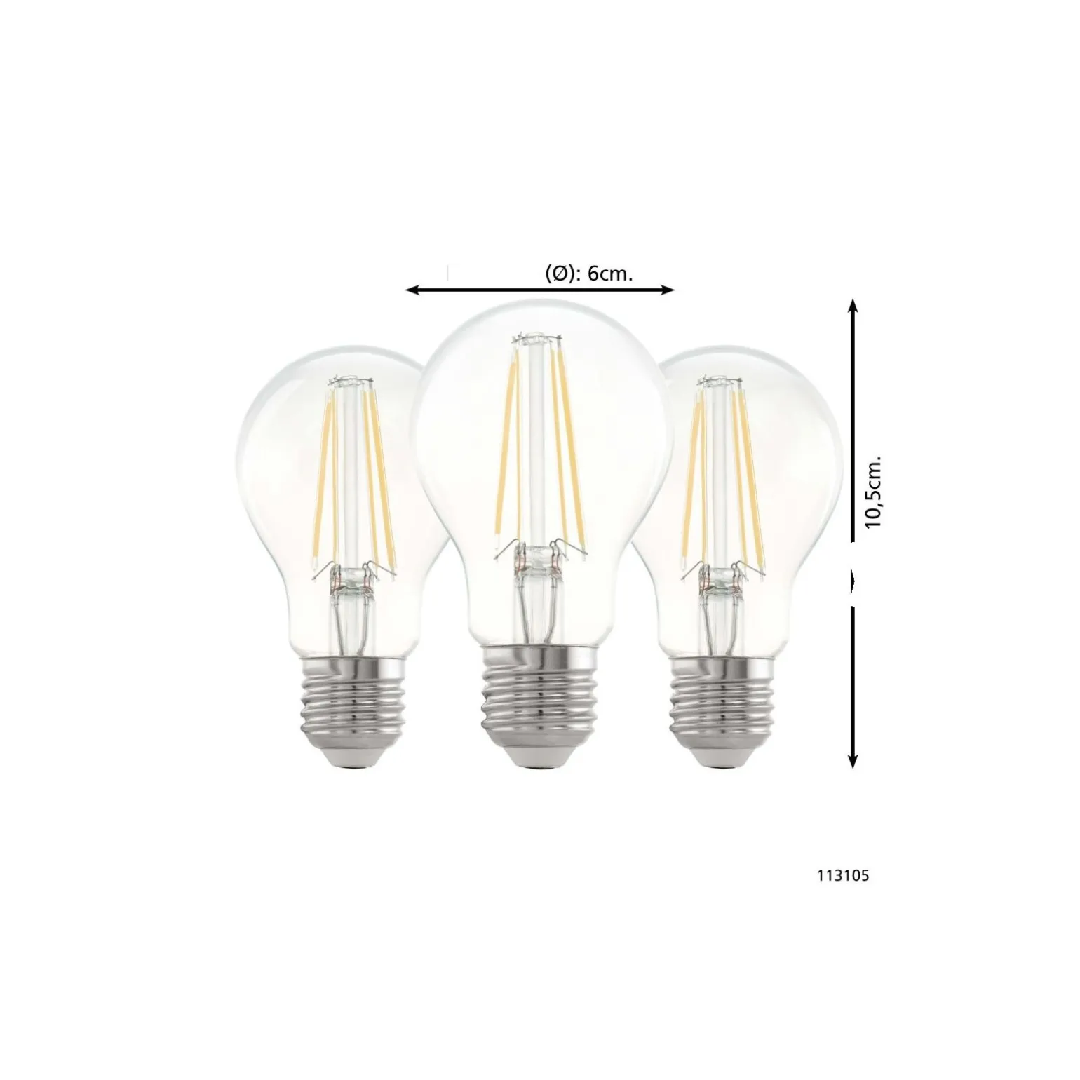 Flerpack 3x Eglo LED Päron E27 Filament Klar 21W 806lm - 827 Extra Varm Vit | Ersättare 60W