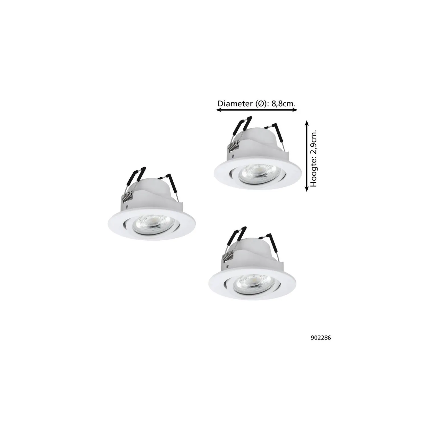 Flerpack 3x Eglo LED Spot Saliceto-Z Aluminium Vit 4.7W 440lm - 827-865 Justerbar Vit + RGB | 88mm - Utskärning 68mm - IP20 - Zigbee Dimbar