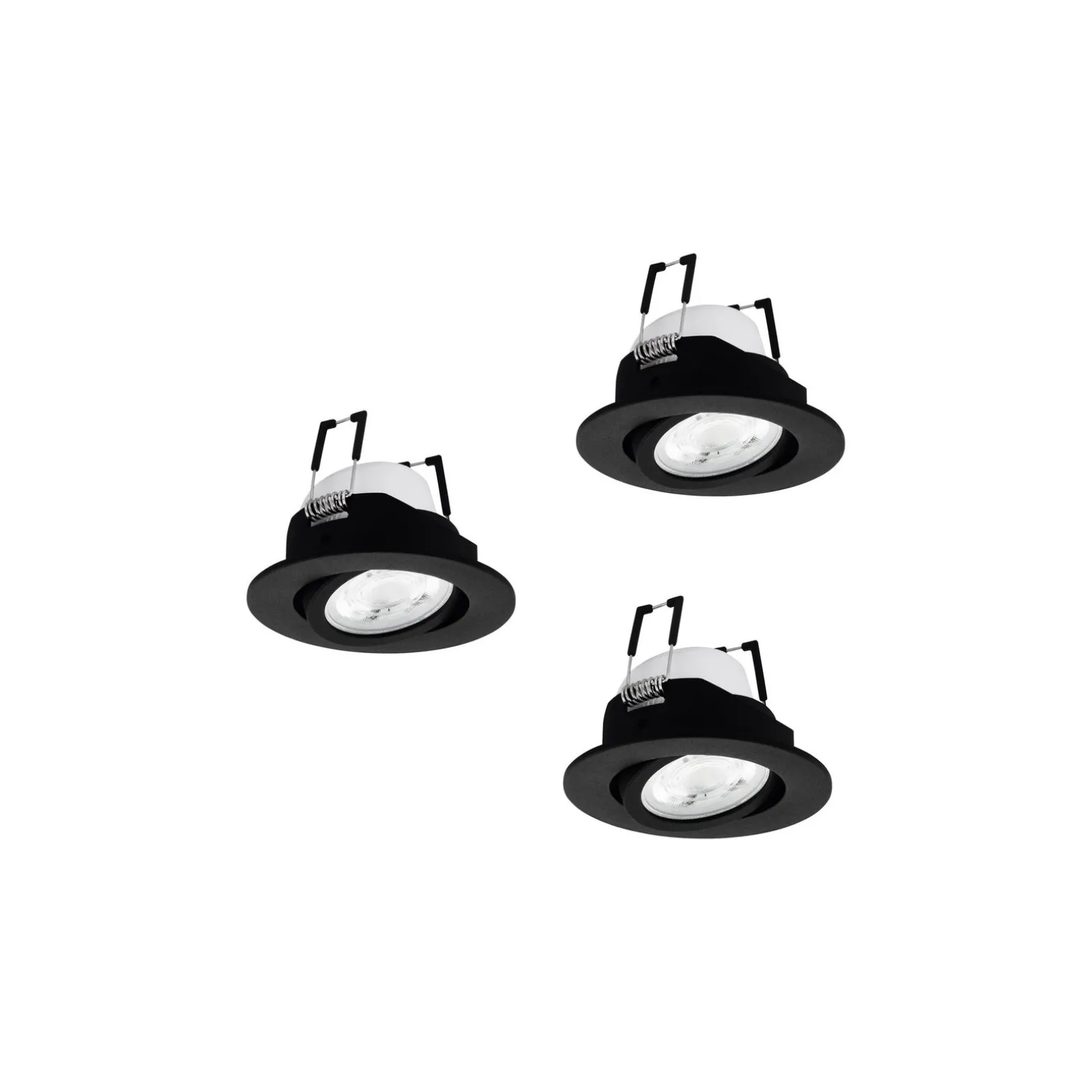 Flerpack 3x Eglo LED Spot Saliceto-Z Aluminium Svart 4.7W 440lm - 827-865 Justerbar Vit + RGB | 88mm - Utskärning 68mm - IP20 - Zigbee Dimbar