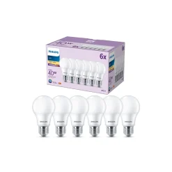 Flerpack 6x Philips Lampa LED E27 Päron Matt 5W 470lm - 827 Extra Varm Vit