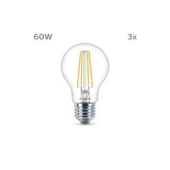 Flerpack 3x Philips Lampa LED E27 Päron Filament Klar 7W 850lm - 840 Kallvit