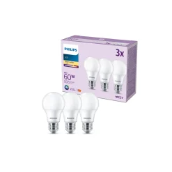 Flerpack 3x Philips Lampa LED E27 Päron Matt 8W 806lm - 827 Extra Varm Vit